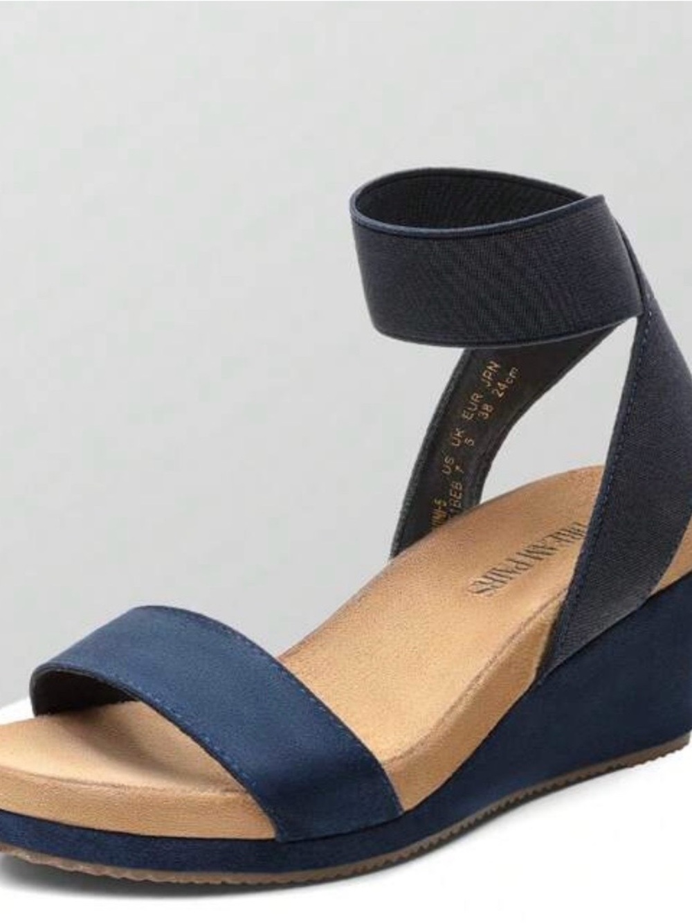 Dream Paris Comfort  Navy Ankle-Strap low Wedge Sandals 8
